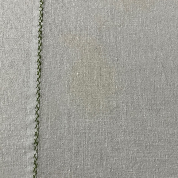 Vintage Rectangular White Cotton Tablecloth with Colorful Appliqué 83” L x 66” W - Picture 7 of 8